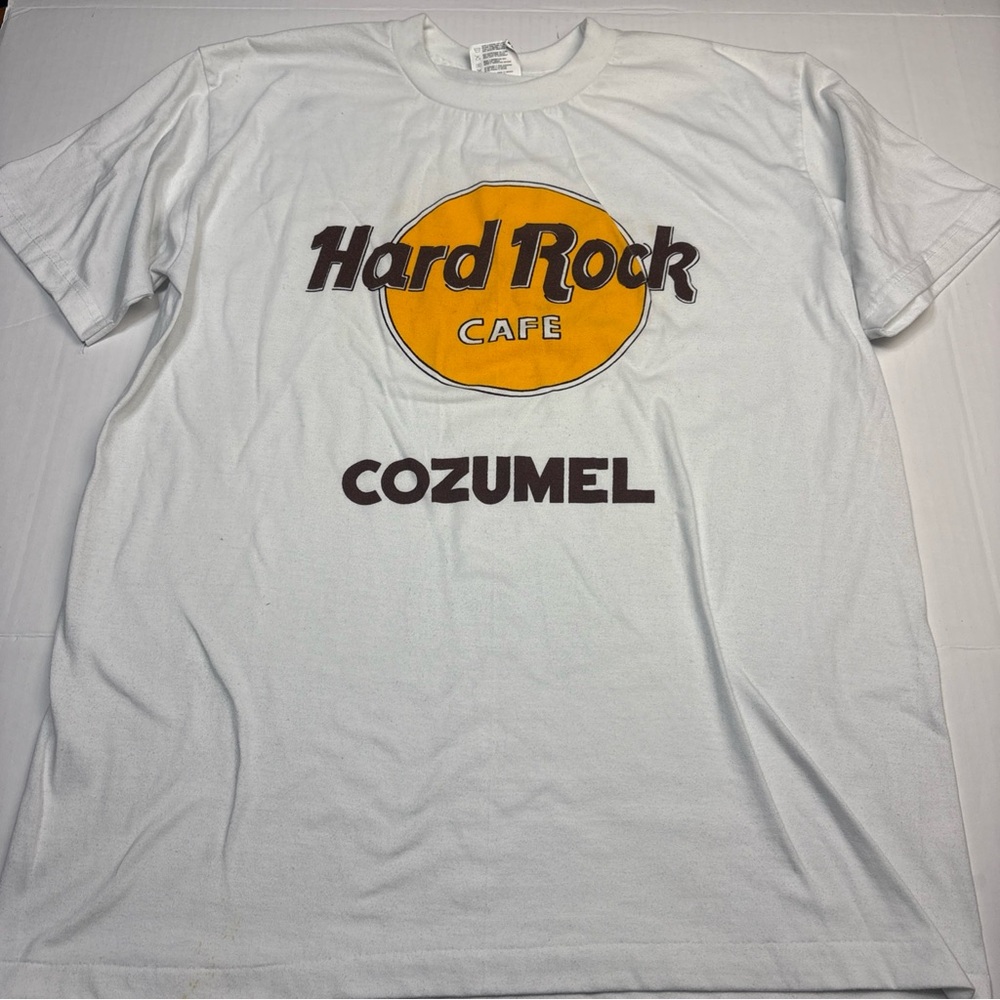 Vintage Hard Rock Cafe Cozumel Mexico Adult XL T-Shirt White Short Sleeve Flaws